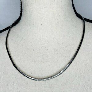Sterling Silver 925 Flat Omega Choker Collar Necklace 19.5” Italy